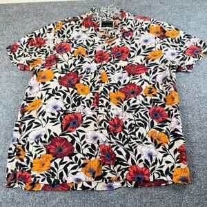 Denim & Flower Ricky Singh Mens Large Floral Short Sleeve Button Up Shirt Casual